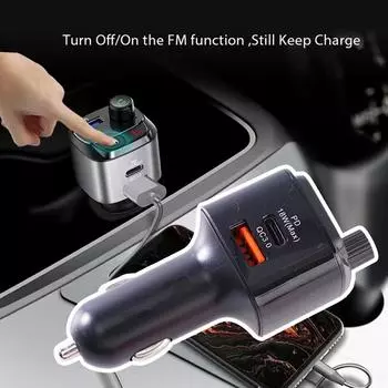 Car Bluetooth-compatible 5.0 Fm Transmitter Qc3.0 Type-c 18w Fm Transmitter 18w Wireless Player L0x1 Car Pd Transmitter Fm C9e1 серебряный