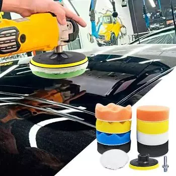 Car Buffing Pads Buffing Polishing Pads With Drill Adapter Car Waxing Pads Sponge And Wool Polishing Pad Set For Car Polisher