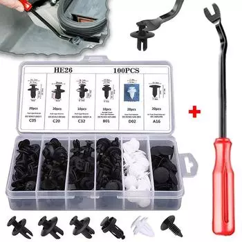 Car Bumper Retainer Clips Plastic Rivets Fasteners Push Retainer Kit Body Bumper Fender Rivets 100PCS Auto Fasteners Clips