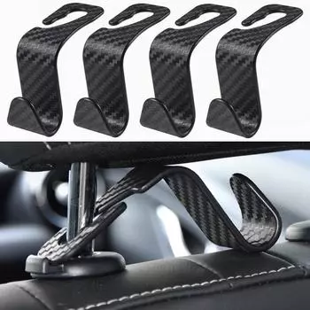 Car Carbon Fiber Headrest Hidden Hook Car Seat Back Hook Hanger Organizer Holder Bracket for Handbag Auto Interior Accessories