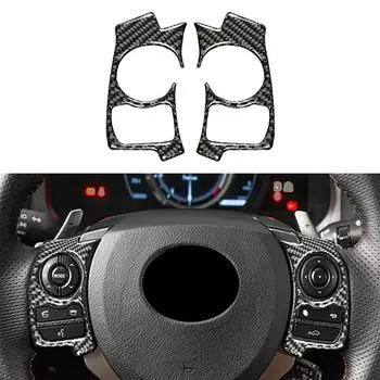 Car Carbon Fiber Steering Wheel Button Trims For LEXUS IS250/300/350 2014-2017