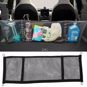Car Ceiling Cargo Net Multifunction Elastic Mesh Net Trunk Bag Multifunction Trunk Hangable Bag With 4 Carabiners High Load