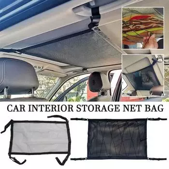 Car Ceiling Storage Net Pocket Car Roof Bag Interior Stowing Tidying Bag Cargo Accessories Mesh Net Interior Breathable Aut V2c8