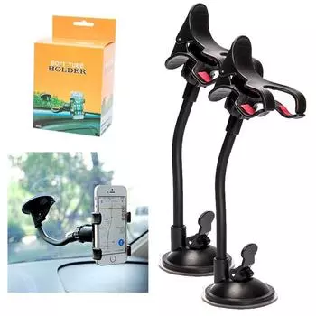 Car Cell Phone Holder Universal 360 Rotating Dashboard Suction Mount GPS Windshield Stands Auto Bendable Support Bracket Device чёрный