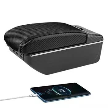 Car Center Console Armrest Box Double-Layer Auto Armrest Storage Box Car Armrest Support Mat With Water Cup Holder For Truck SUV