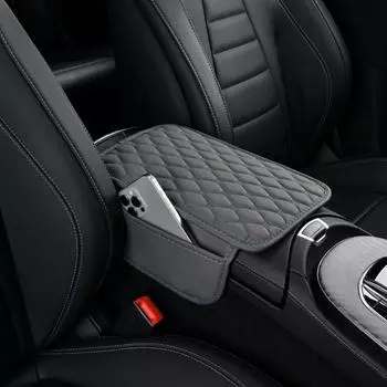 Подушка для центральной консоли автомобиля Чехлы для центральной консоли автомобиля с боковыми карманами Подлокотник для автомобиля Подкладка для внедорожника Грузовик Автомобиль чёрный