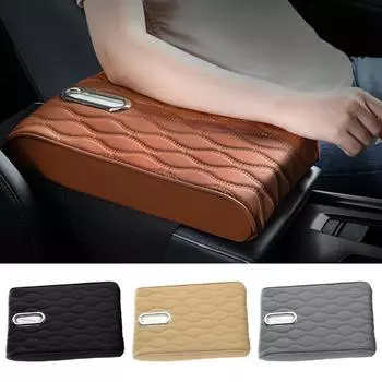 Car Center Console Cushion Pad Heighten Auto Armrest Tissue Holder PU Leather Car Armrest Box Tissue Holder Car Travel
