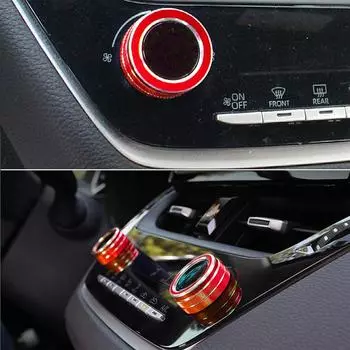 Car Centre Console Cover Front Car Ac Rear View Mirror Knob Cover 2PCS Aluminum Alloy Ac Knob Cover Front Car Ac & Rear View красный