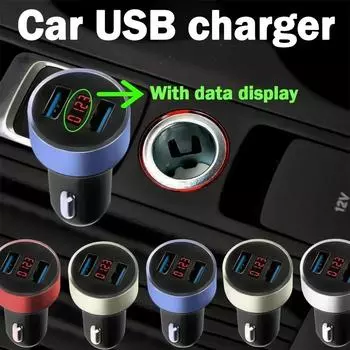 Car Charger Dual USB 3.1A Adapter Cigarette Lighter LED Voltmeter For All Types Mobile Phone Charger Smart Dual USB Charging чёрный