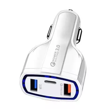 Car Charger Fast Charging Car Charger Multi-Port Car Mobile Phone Charger Car Adapter Socket Cigarette Lighter Car Charger Cable белый