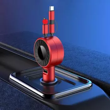 Car Charger Multifunctional 3 In 1 Car Accessories Car Charger Head With Cable Retractable Universal Car Phone Fast Charger