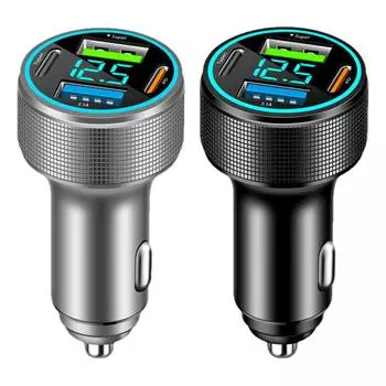 Автомобильное зарядное устройство Порт PD QC Авто зарядное устройство для сотового телефона Многопортовый светодиодный цифровой дисплей Быстрая зарядка автомобильное зарядное устройство для телефона для внедорожника, седана, грузовика чёрный