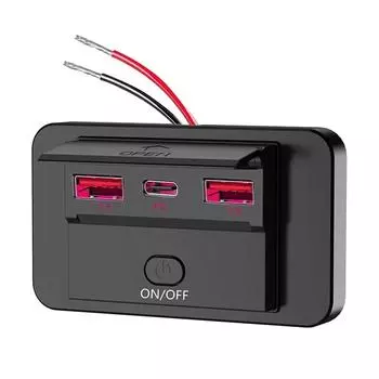 Car Charger Socket Panel Dual Fast Charger Car Charging 12V-24V Vehicles 2 USB Interfaces Aluminum Alloy Shell