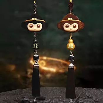 Car Charm For Rear View Mirrors Cute Rearview Mirrors Charm Monkey Ornament Adorable Car Decorations Automotive Ornaments For коричневый