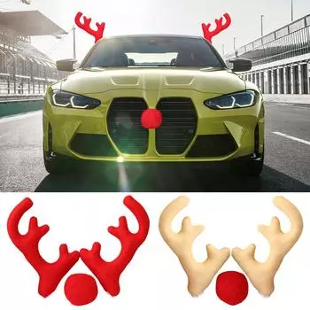 Car Christmas Reindeer Antler Decorations Reindeer Antlers Christmas Decor For SUVs Reindeer Auto Kit Christmas Car Decorat W1H9 красный