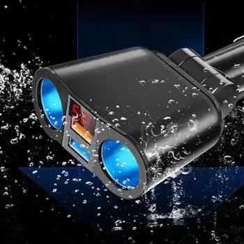 Car Cigarette Lighter Dual USB Car Chargers Splitter Plug Converter DVR 5V 2.4A Socket Power Adapter with Voltage LED Display чёрный