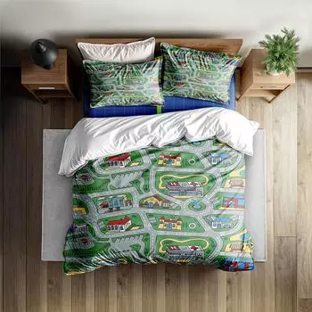 Car City Carpet Road Duvet Cover Set without sheet King Queen Double Full Twin Single Size Bed Linen Set 140x210cm