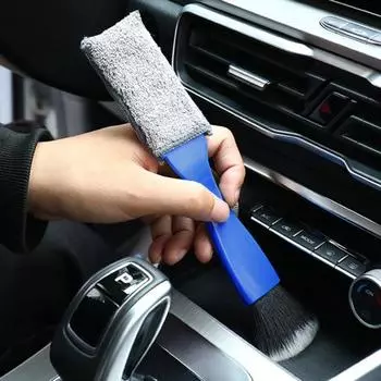 Щетка для чистки автомобиля Щетинки 2-в-1 Мягкая Эффективная Портативная Ручка Недеформируемая Изогнутая Удобная Ручка синий