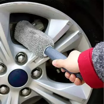 Car Cleaning Brush Car Wash Portable Microfiber Wheel Tire Rim Brush Wash Tool for Car Motorcycle Wheel Tire Accessories серый