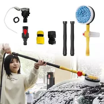 Car Cleaning Brush Long Handle Wash Foam Brush Adjustable Automatic Rotating Brushes 360 Degree for Vehicle Cleaning Maintenance