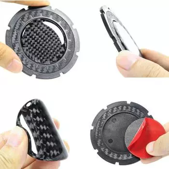 Car Coasters 2Pcs Carbon Fibre Car Coasters Round Cups Anti-slip Silicone Mats Universal Car Interior Accessories чёрный