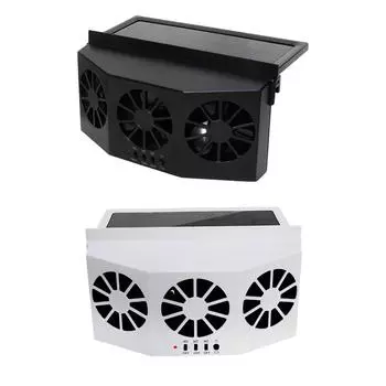 Car Cooling Fan 3 Heads Portable Deodorization Ventilator Solar Charging Auto Cooling Fan 2.4V Multi-angle Adjustable Auto Parts белый