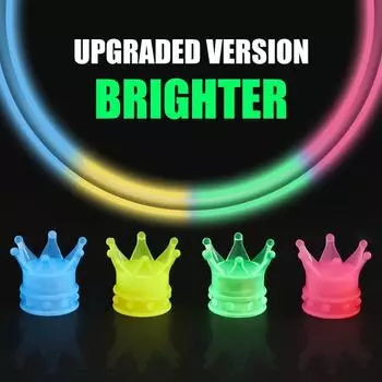 Car Crown Tire Air Valve Caps Plastic Luminous Car Motorcycle Bicycle Wheel Nozzle Night Glowing Decoration Tyre Valve Cap Cover