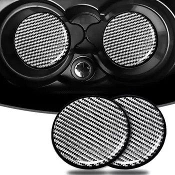 Car Cup Holder Coasters, 2 Carbon Fiber Non-Slip Embedded Coasters, Universal 2.75 Cup Holder 0.9*0.9*0.1in
