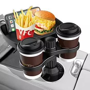 Car Cup Holder Tray 360 Degree Rotation Car Tray Cell Phone Slot Car Food Table Organizer Adjustable Drink Holder Car Accesories