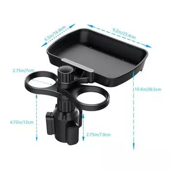 Car Cup Holder Tray With Swivel Base 360 Degree Adjustable Car Cup Holder Food Tray Organized Drink Holder For Car Accesssories