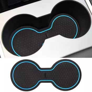Car Cup Holder Waterproof Anti Slip Insert Coasters Pads Interior Accessories Durable Car Coaster For Tesla Model Y синий