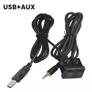 Автомобильная панель приборов с утопленным креплением AUX USB-порт, панель, автомобильный USB-удлинитель, адаптер для кабеля для Toyota, автомобильная стереосистема, USB-панель, аудиокабель, адаптер CHINA