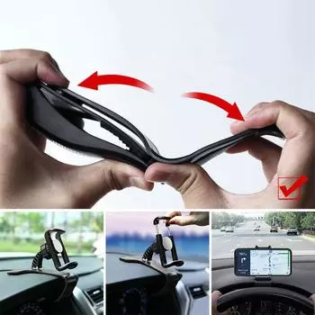 Car Dashboard Clip Mount Phone Holder Stand Universal Cell Phone GPS Support Clip Bracket Rotatable For IPhone Q5R5 чёрный