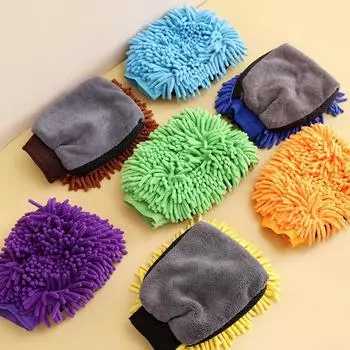 Car Detailing Plush Clean Gloves Double-sided Chenille Glove New Cleaning Tool жёлтый