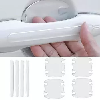Car Door Handle Bowl Scratch Protective Invisible Transparent Protector Stickers Rearview Mirror Protection Strip Auto 4PCS Protectio Strip