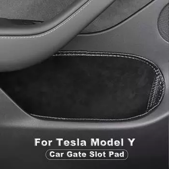 Car Door Slot Storage Mat Carbon Fiber Pattern Shock Absorption Noise Reduction Debris Mat For Tesla Model Y 2020 2024 2024 2024