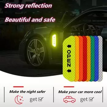 Car Door Warning 6Piece Reflective Sticker Safety Opening Car Accessories Reflector Tape Decal Auto Exterior Interior Reflector