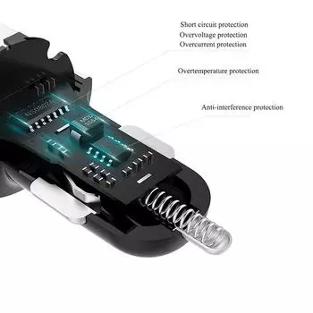 Car Dual Usb Car Cigarette Lighter 5V 3.1A Power Socket Fast Charger Adapter With LED Display for Phones Cameras PC чёрный