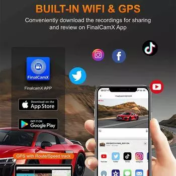 Car DVR Dash Cam GPS WiFi APP Control 4K Driving Recorder Loop Recording Night Vision Wide Angle Video Camera none