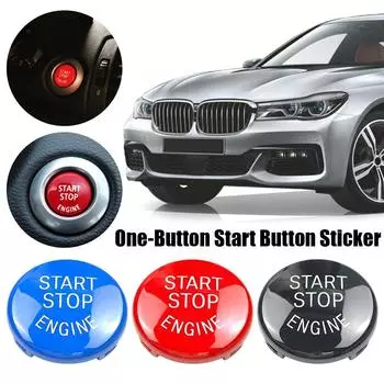 Car Engine One-button Start Switch Button Attached Interior Replacement Trim Cover Accessories For BMW E87 E60 E83 E84 E89-93 синий