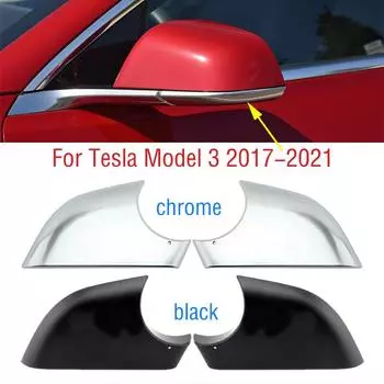 Car Exterior Rearview Wing Door Side Mirror Lower Bottom Cover Lid Cap Shell Chrome Black For Tesla Model 3 black left