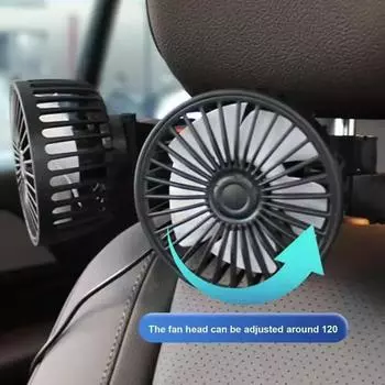 Car Fan 3-speed Car Seat Back Cooling Fan USB Charge Dual Head Fan 360 Degree Rotation Neck Cooler For Summer Car Accessories чёрный
