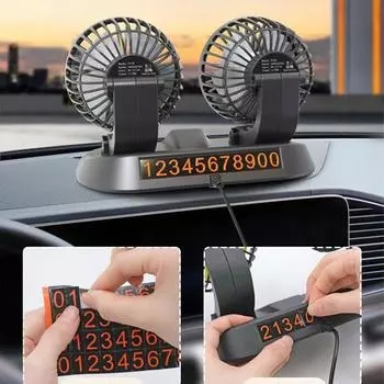 Car Fan 5V 12V 24V Car Cooling Fan 360° Adjustable Dual Head Air Fan USB 2 Speeds Automotive Electric Fan For Dashboard RV Truck