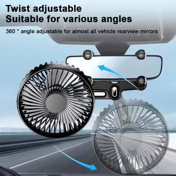 Car Fan Universal Black Adjustable Rear View Mirror Noise USB Fan Low Mini Vehicle Fan Automobile Auto E2Y5