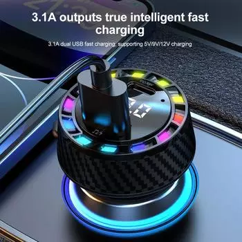 Car FM Transmitter Car Wireless Bluetooth 5.3 USB PD30W Type C Fast Charger Auto Radio Mp3 Player Music Hands Free Car Kit чёрный