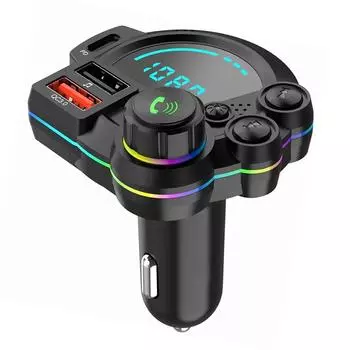 Автомобильный FM-передатчик Type C QC3.0 PD 20 Вт, быстрая зарядка, два USB-порта, автомобильное зарядное устройство, TF-карта, U-диск, MP3-плеер, беспроводной автомобильный комплект громкой связи чёрный