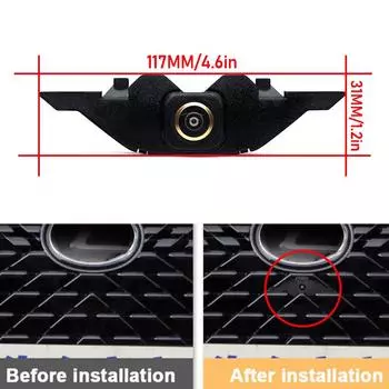 Car Front View Camera Golden Fisheye Night Vision Waterproof Parking Camera For Lexus RX 2020 Installed Under The Car logo CVBS 1080X720P