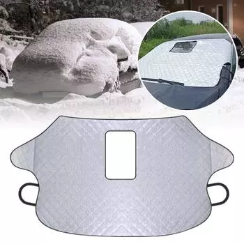 Car Front Windsheild Winter Snow-Proof Protection Cover with Anti-UV Accessories Auto Waterproof Dashcam Hole Y7X9