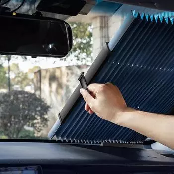 Car Front Windshield Curtain Retractable Front Back Window Sun Protector Auto Sun Shade Visor Car Windshield Sunshade Accessory