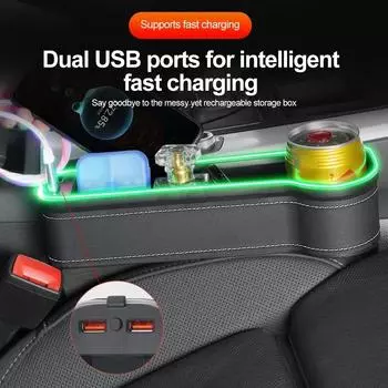 Car Gap Storage Box New RGB с USB Smart Fast Charger Car Seat Seat Seat Storage Sandwich Storage Box Charger Universal Model